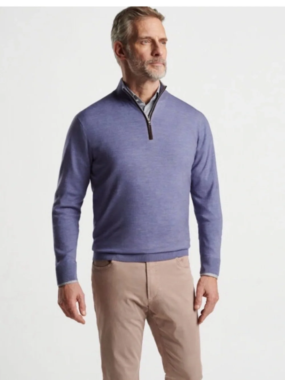 Peter Millar Excursionist Flex 1/4 zip merino wool sweater purple size S/M